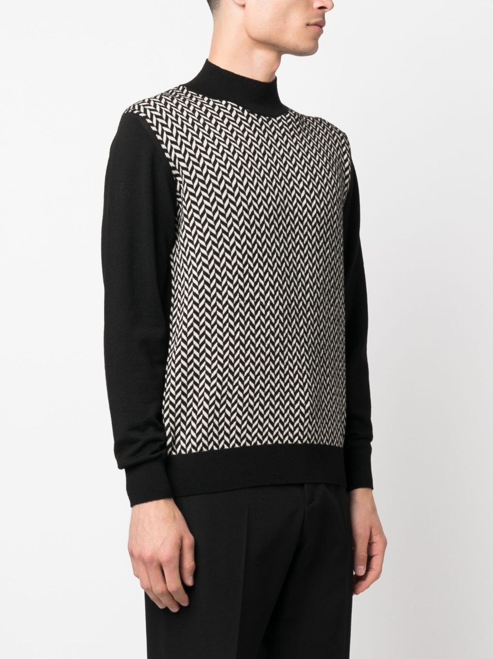 Shop Tagliatore Herringbone-pattern Jumper In Black