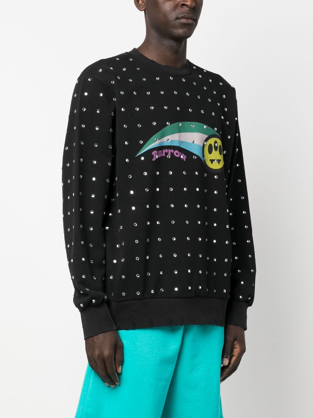Shop Barrow Crystal-embellished Graphic-print Sweatshirt In Black