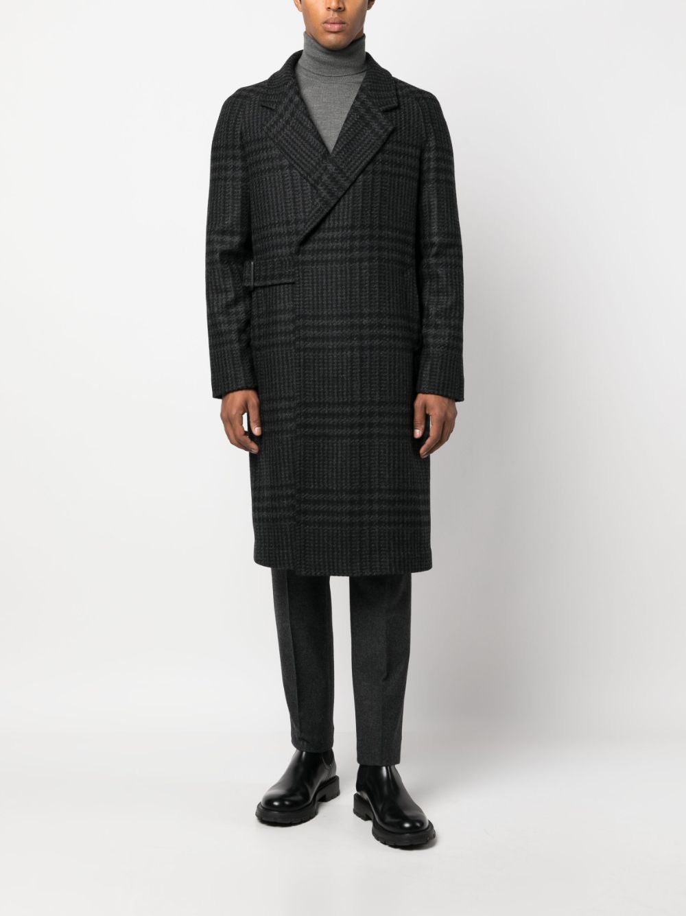 Tagliatore houndstooth-pattern belted coat - Zwart