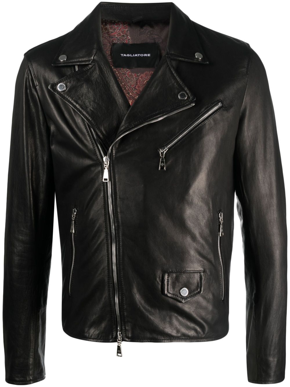 Tagliatore Notched long-sleeve Leather Jacket - Farfetch