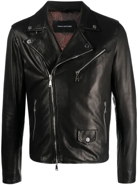 Tagliatore notched long-sleeve leather jacket