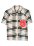 Palm Angels Kids bandana-print pocket plaid shirt - Neutrals