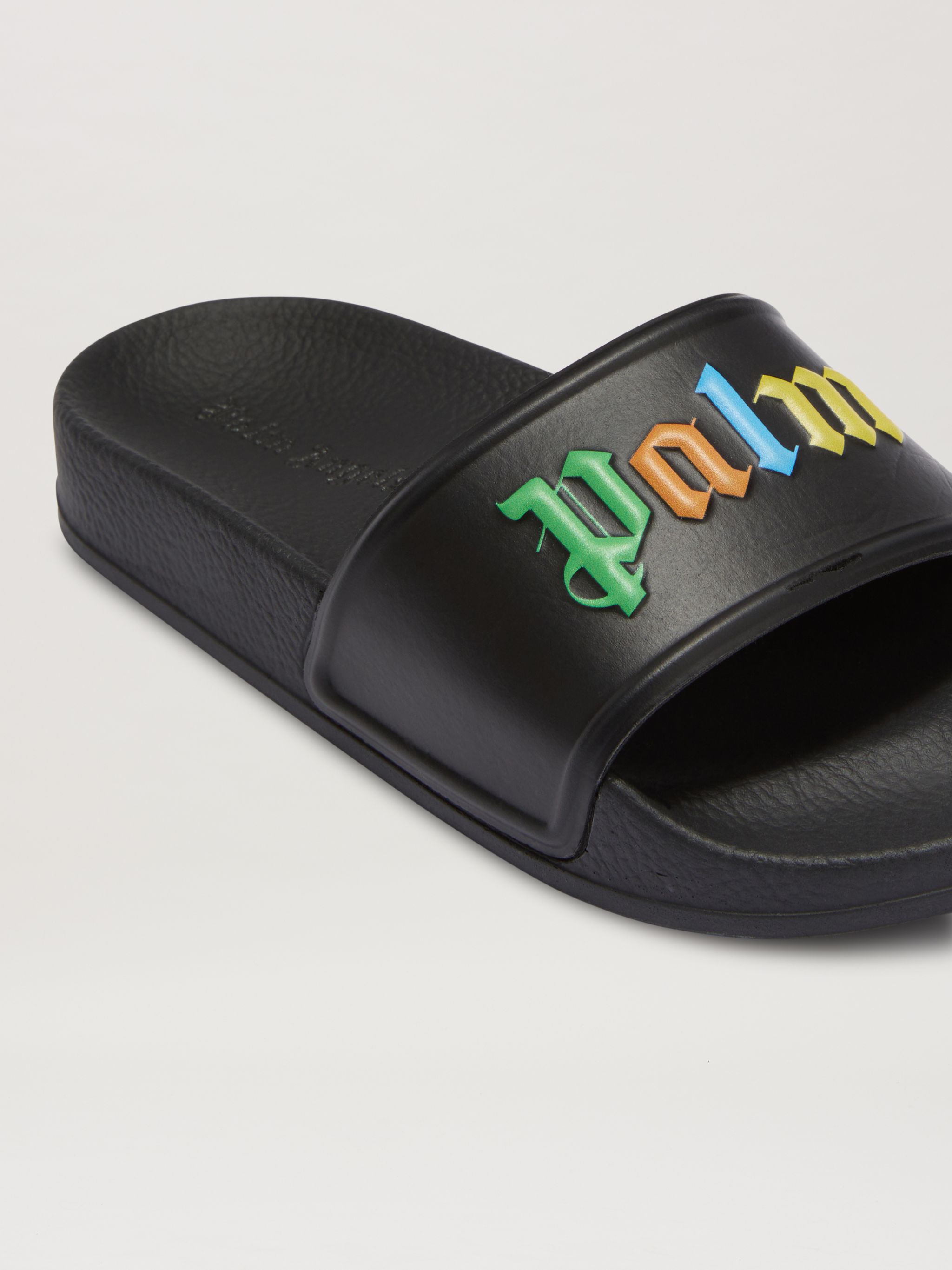 Colors Logo Pool Sliders in black - Palm Angels® Official