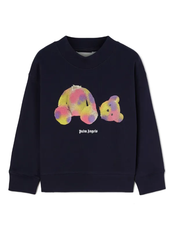 Palm Angels Kids logo-print Cotton Jumper Blue FARFETCH KW
