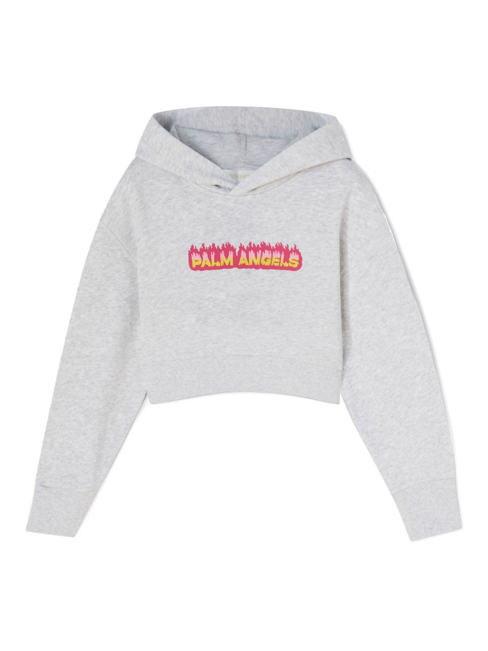 Palm Angels Kids Flames logo-print cotton hoodie - Grey