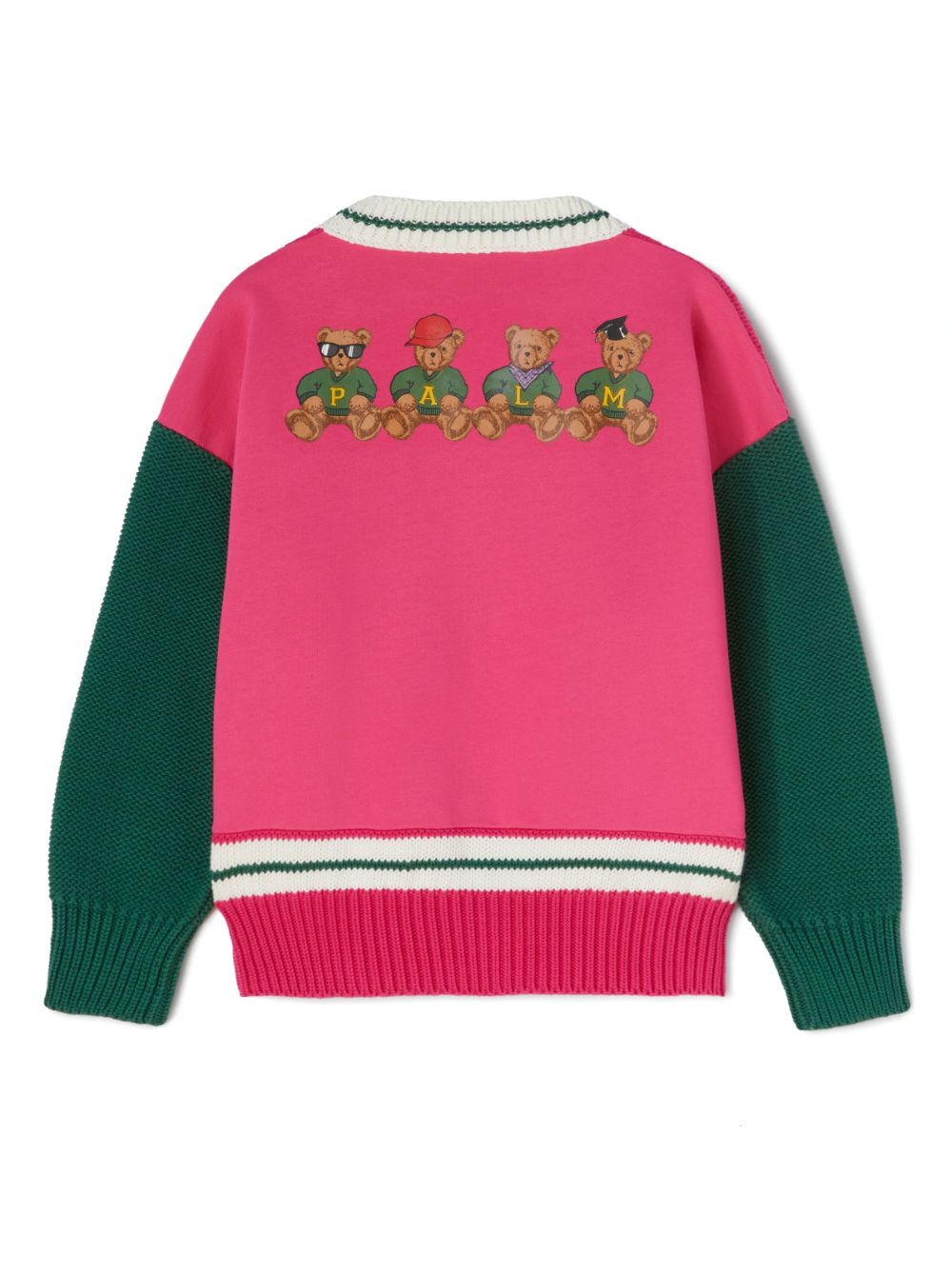 Palm Angels Kids bear-print colour-block cardigan - Pink