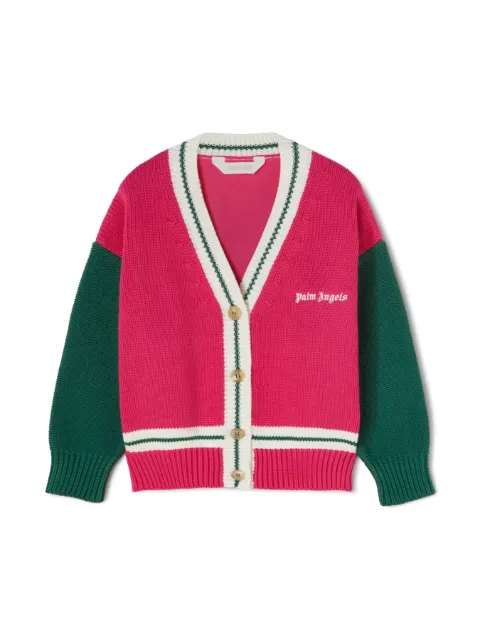 Palm Angels Kids bear-print colour-block cardigan