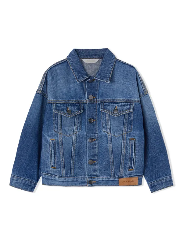 ジャケット Palm Angels JACKET (PWYE032S23DEN003 4084) Palm Angels logo-embroidered zip-up Jacket | Black | FARFETCH
