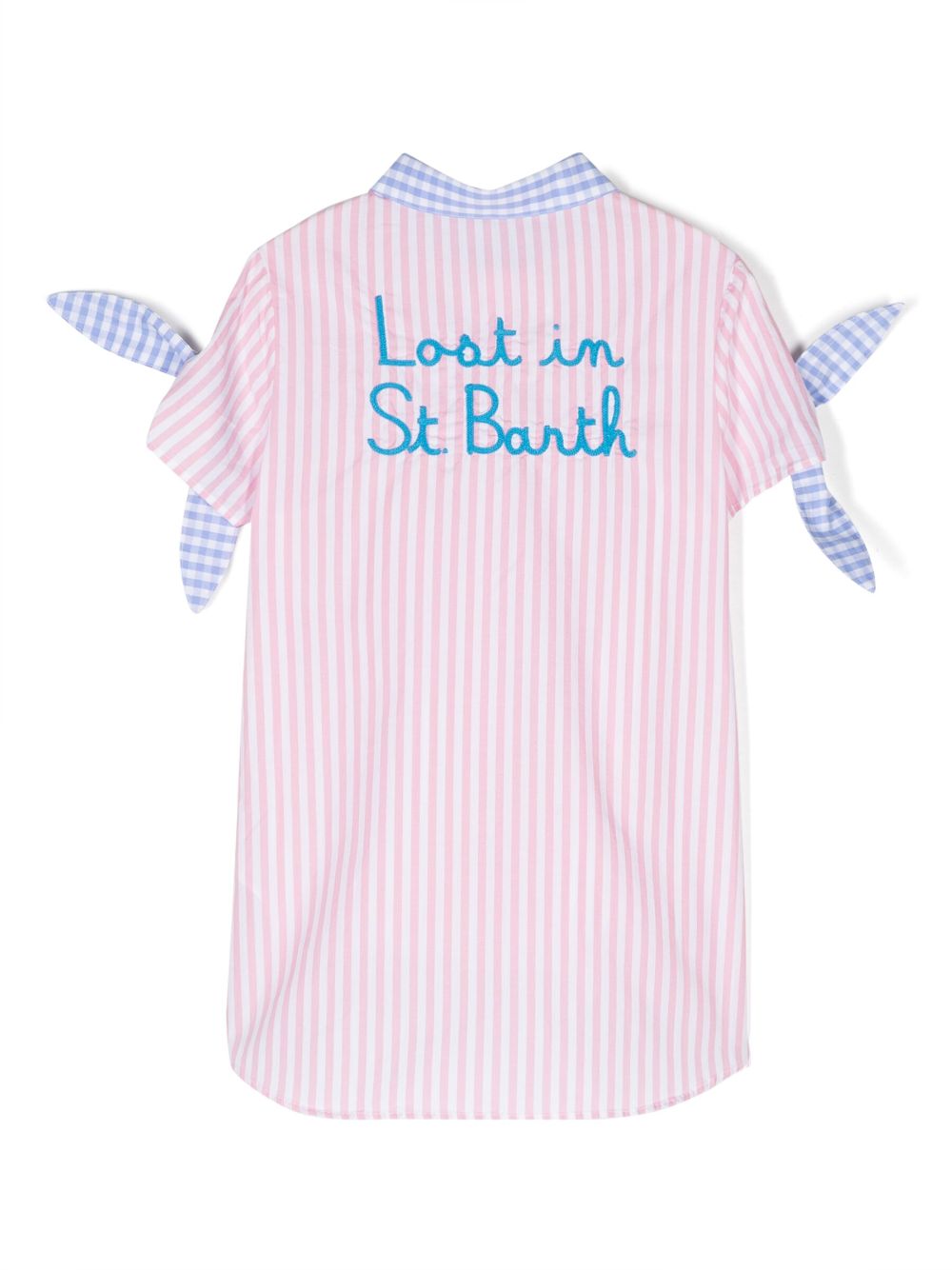 MC2 Saint Barth Kids logo-embroidered striped shirt dress - Roze
