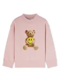 Palm Angels Kids teddy bear-print cotton sweatshirt - Pink