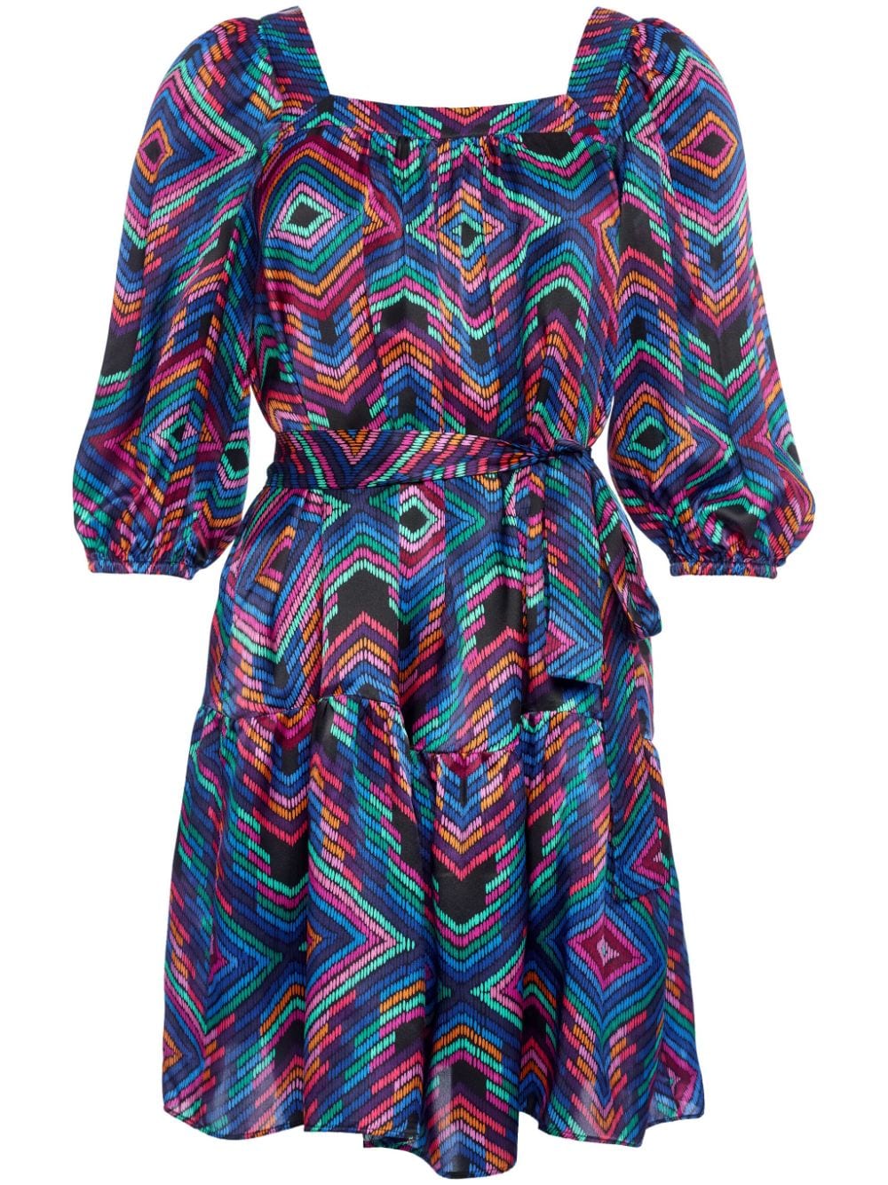 Image 1 of ERES Nightclub geometric-print silk minidress