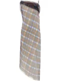 Ferragamo organza plaid-check midi dress - Brown