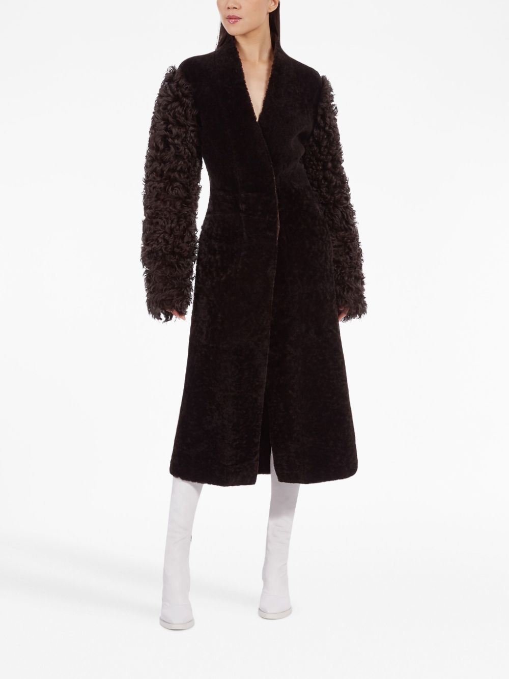 Ferragamo mid-length shearling coat - Bruin