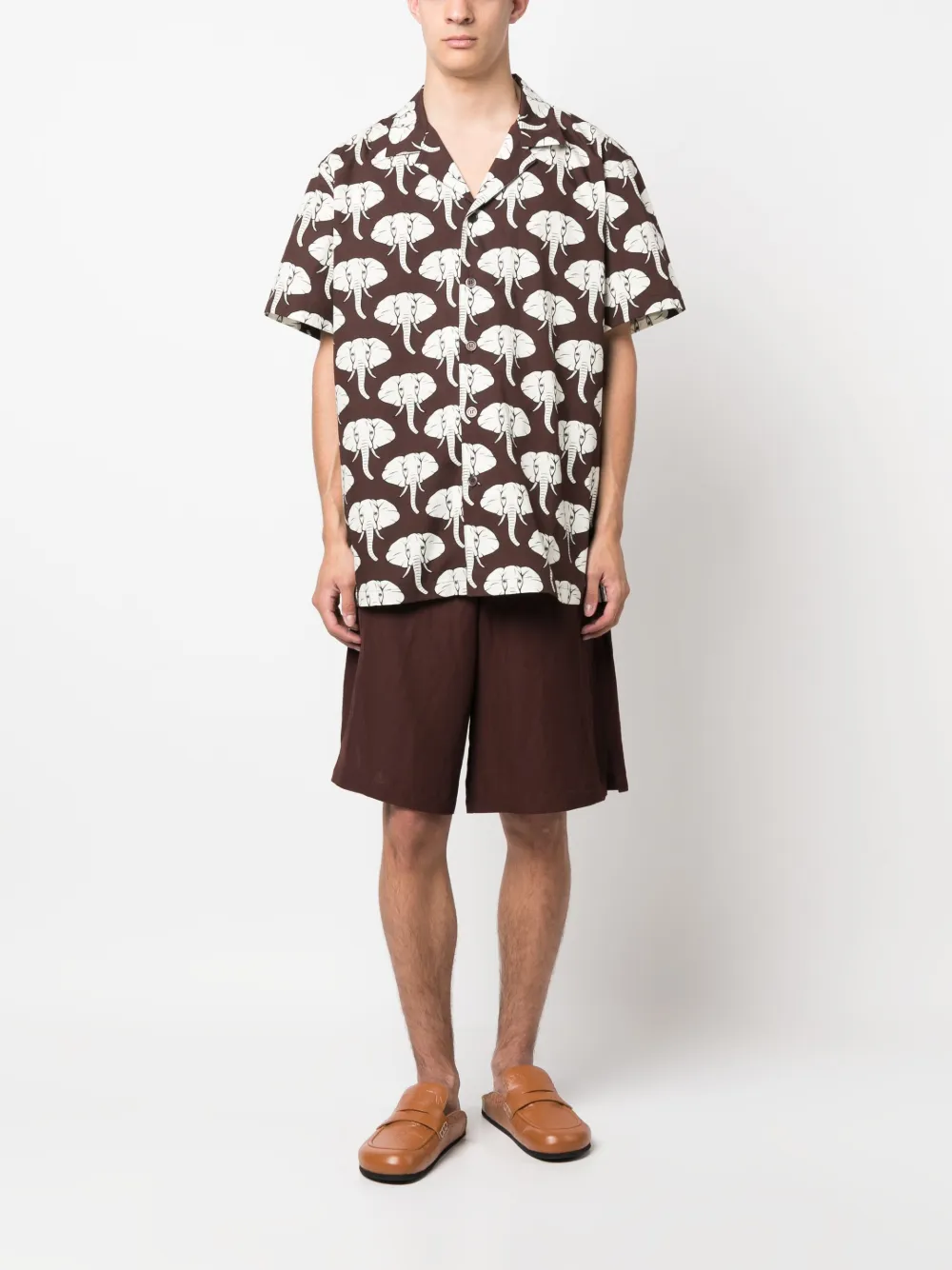 Waxman Brothers mushroom-print cotton shirt - Bruin