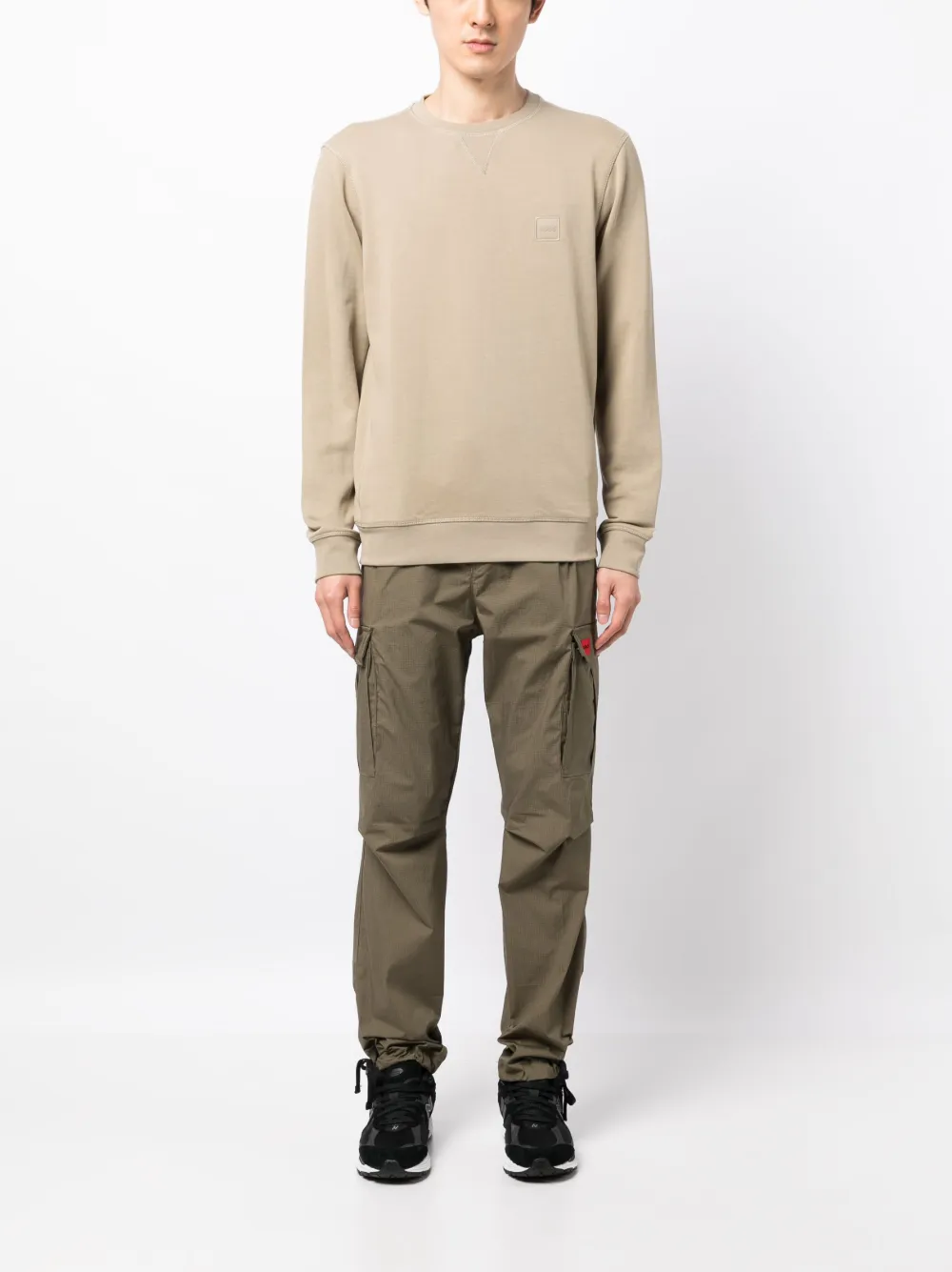 BOSS logo-patch cotton sweatshirt - Bruin