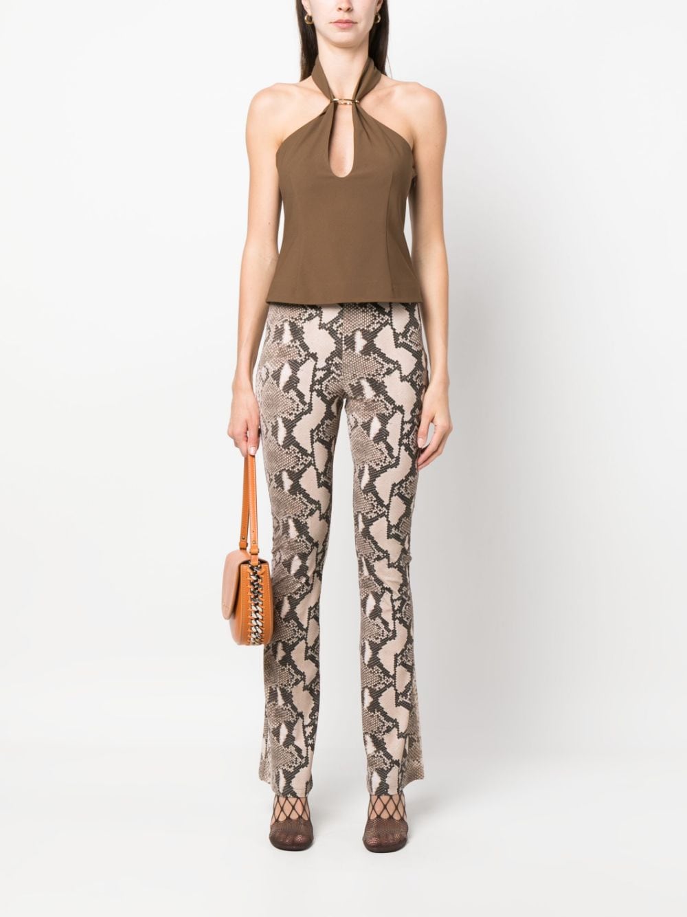 Stella McCartney snakeskin-print flared trousers - Bruin