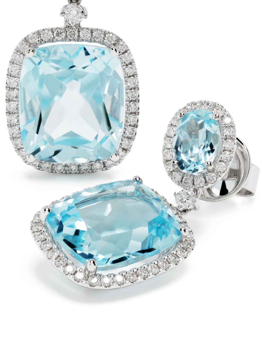 Shop Kiki Mcdonough 18kt White Gold Signatures Diamond And Topaz Earrings In Silver