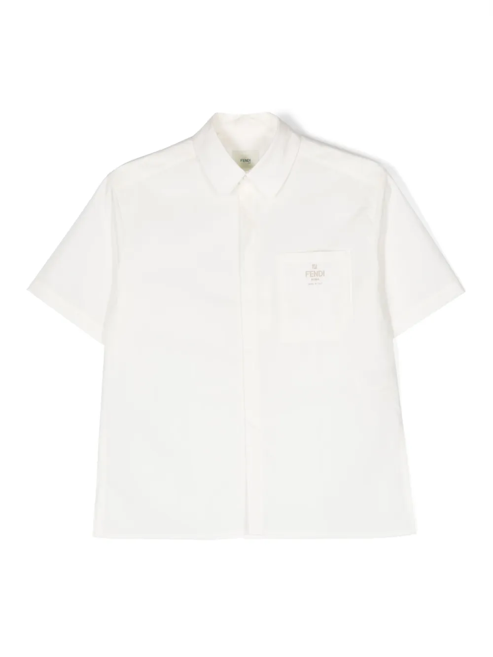 FENDI LOGO-EMBROIDERED SHORT-SLEEVE SHIRT