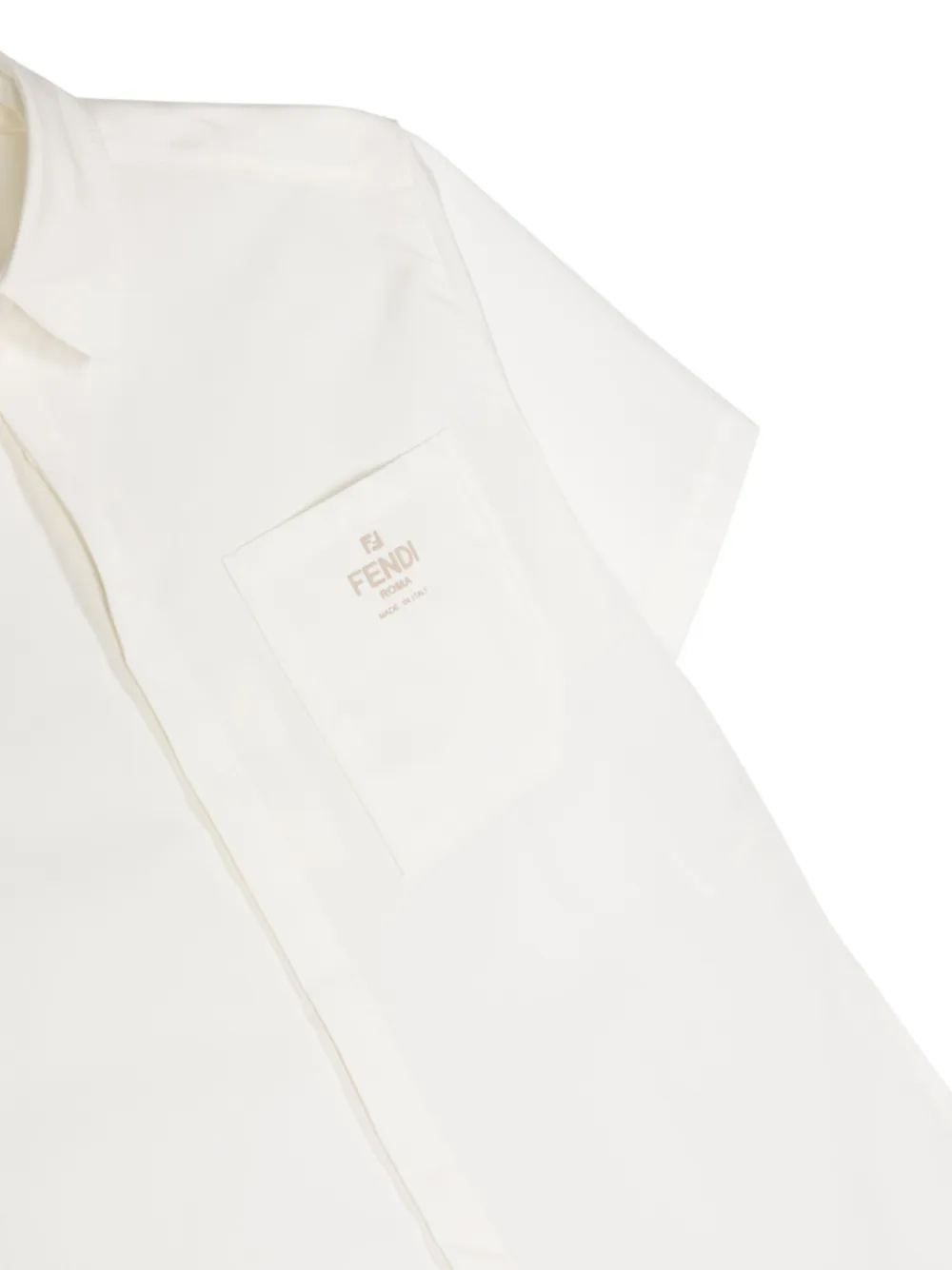 Shop Fendi Logo-embroidered Short-sleeve Shirt In White