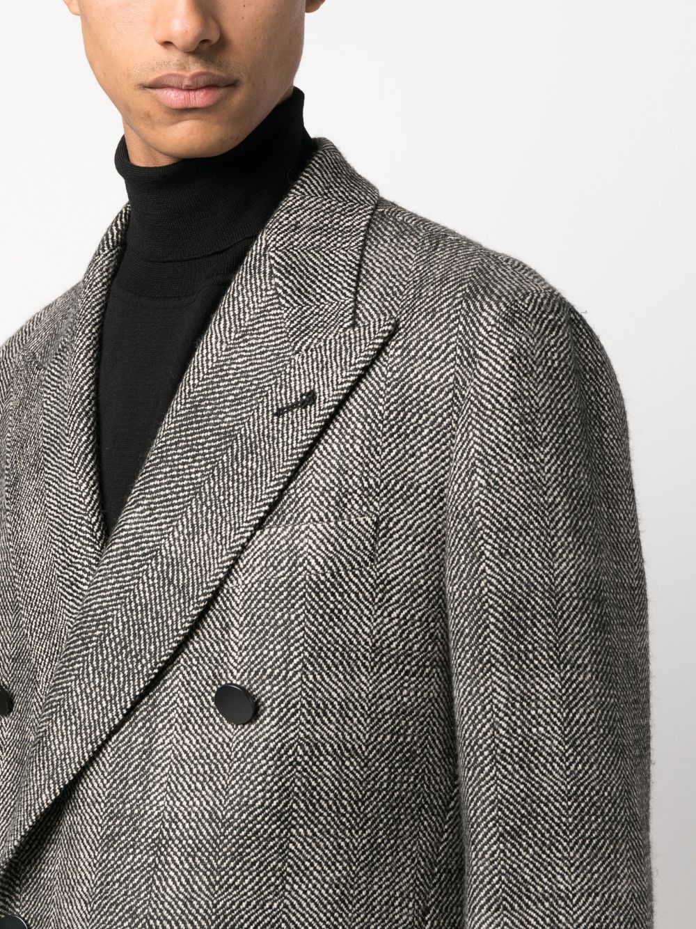 Shop Tagliatore Double-breasted Peaked Coat In Black