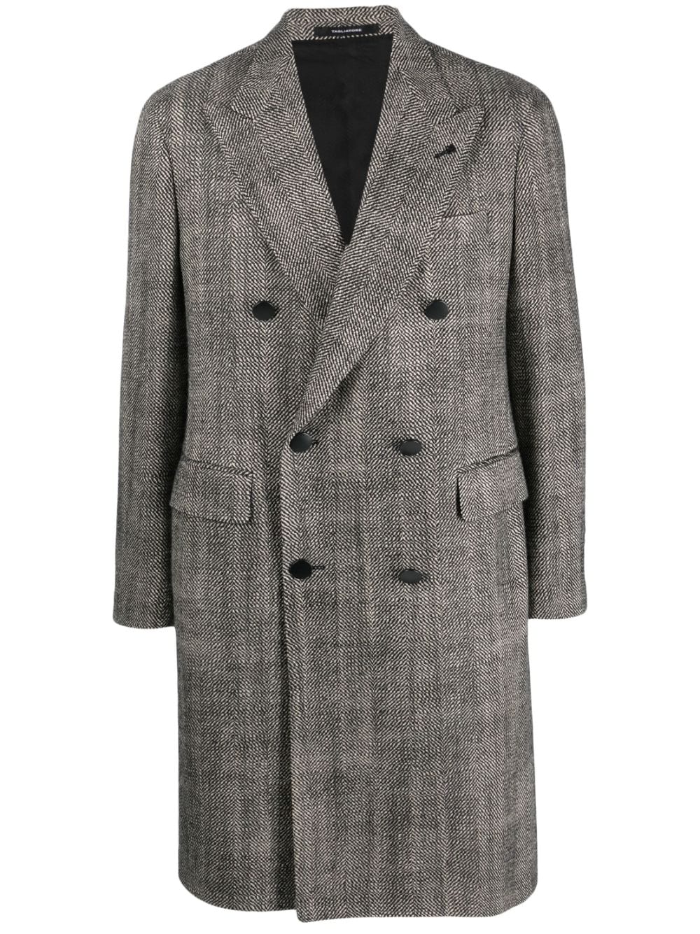 Tagliatore Double-breasted Peaked Coat In Black