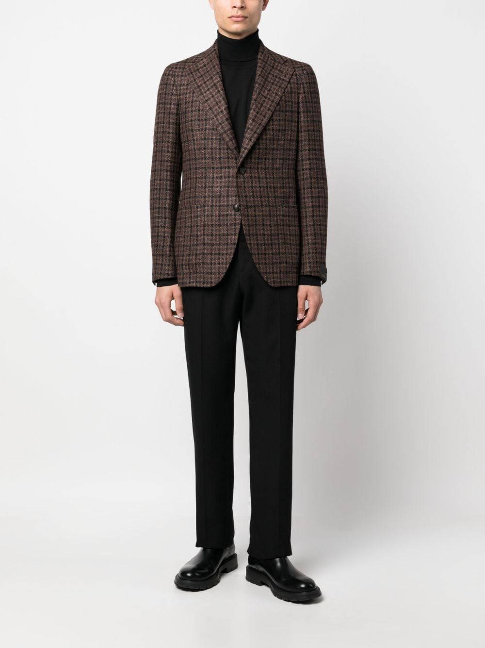 Tagliatore check-pattern wool blazer - Bruin