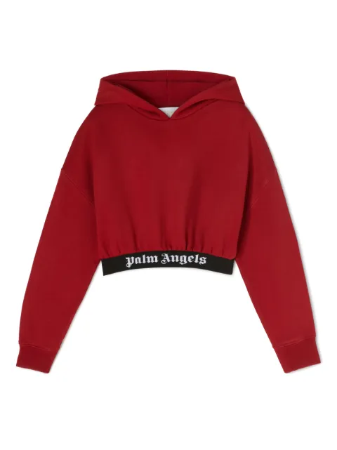 Palm Angels Kids cropped logo-band hoodie
