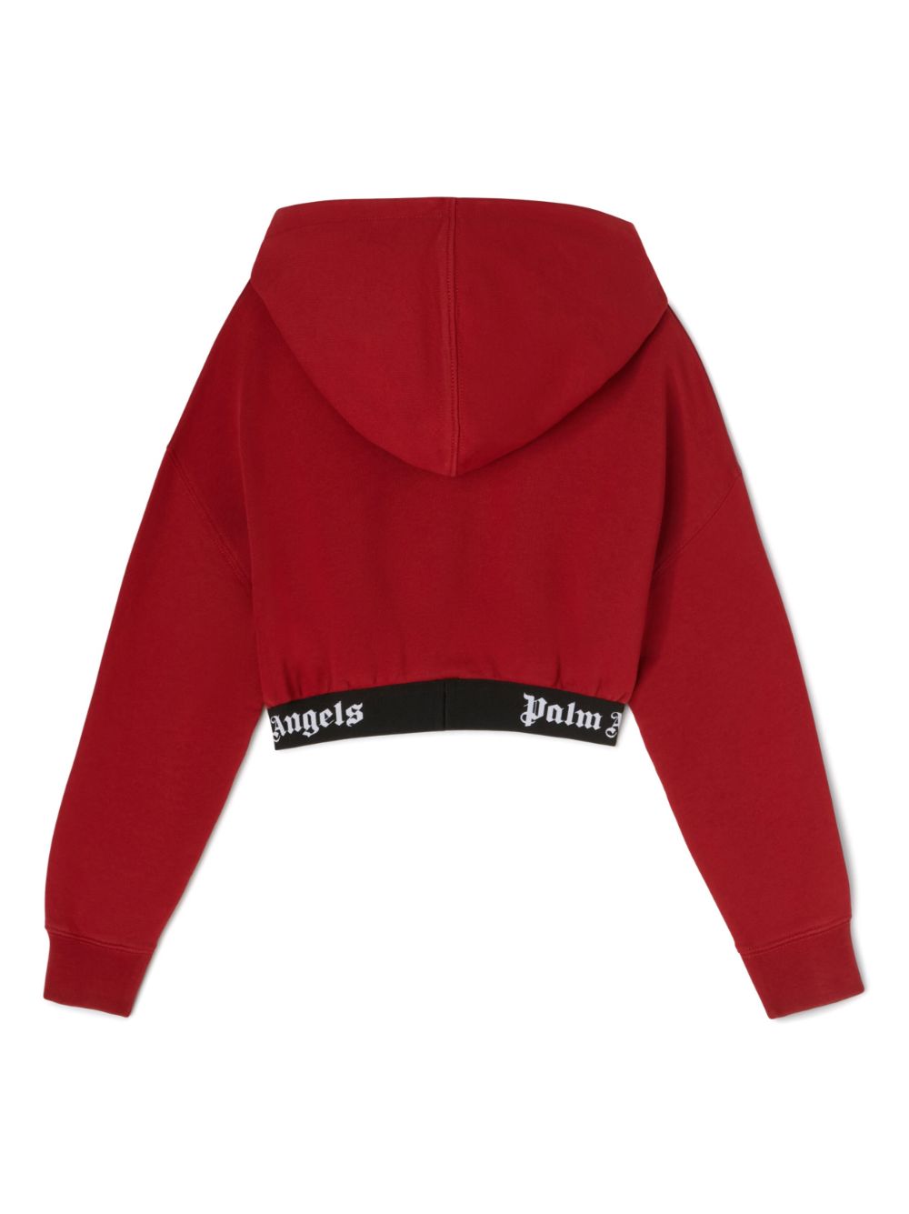 Palm Angels Kids cropped logo-band hoodie - Red