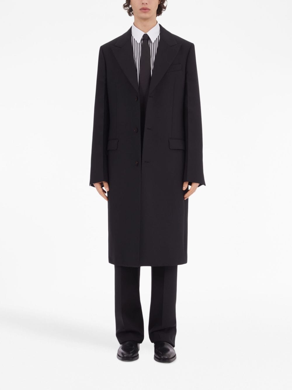 Shop Ferragamo Single-breasted Virgin Wool Coat In Black