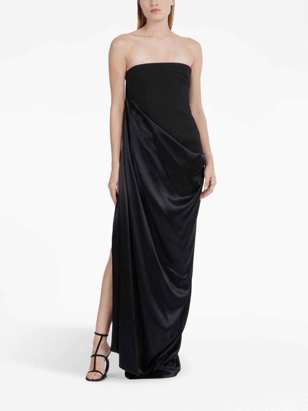 Shop Ferragamo Colour-block Draped Gown In Black