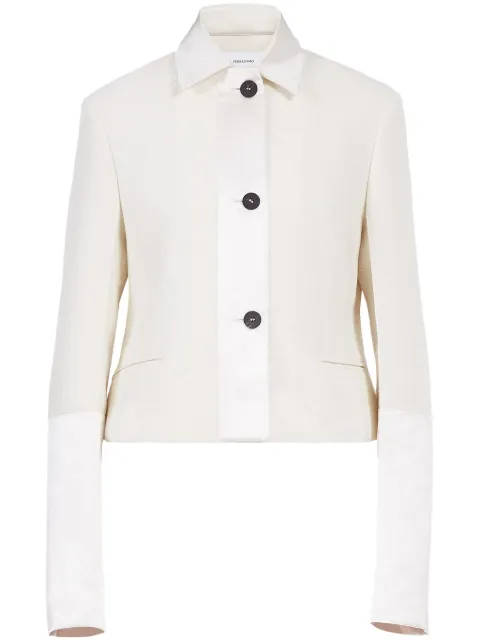 Ferragamo silk-trim wool-blend cropped jacket