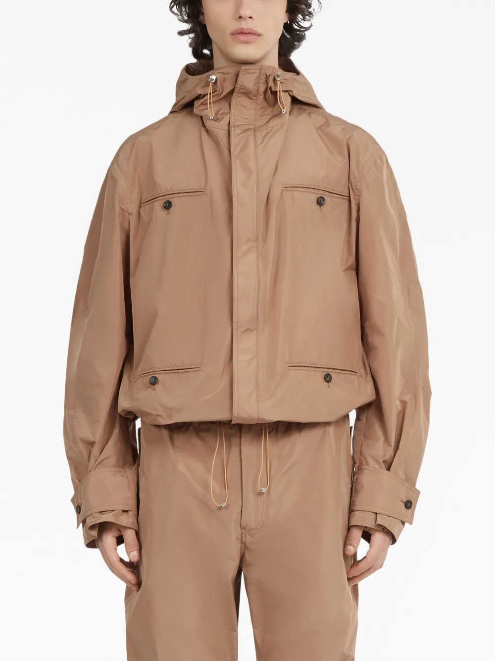  Ferragamo Pockets Hooded Jacket - Neutrals 