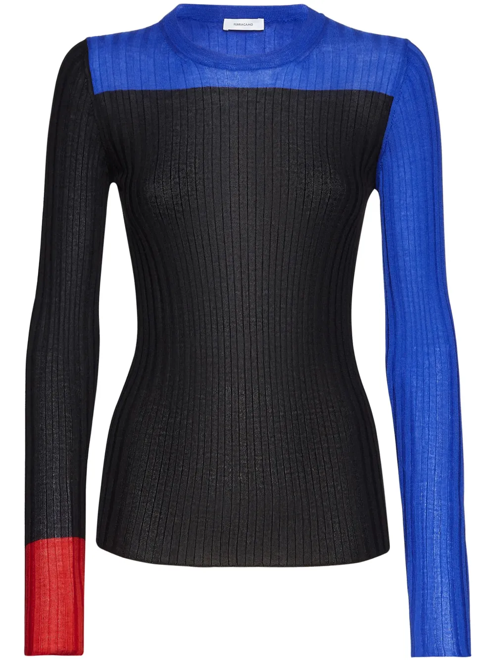 Ferragamo Slim Fit Block Color Sweater In Black