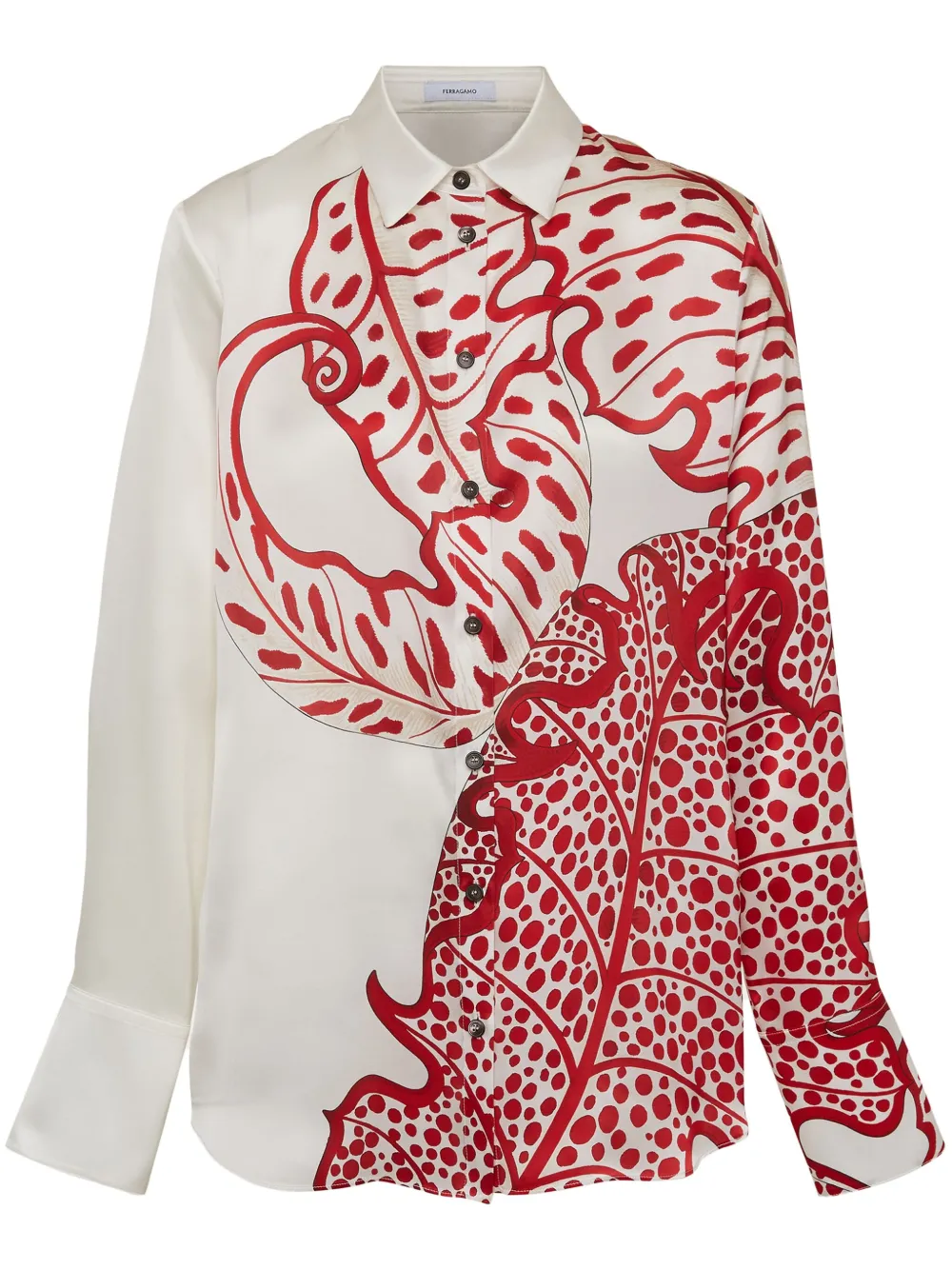 Ferragamo Jungle-print silk shirt - Red