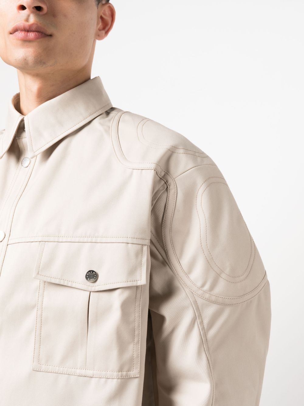Shop Gmbh Long Puff-sleeves Cotton-blend Jacket In Neutrals