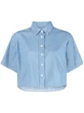 FRAME cropped cotton-linen shirt - Blue