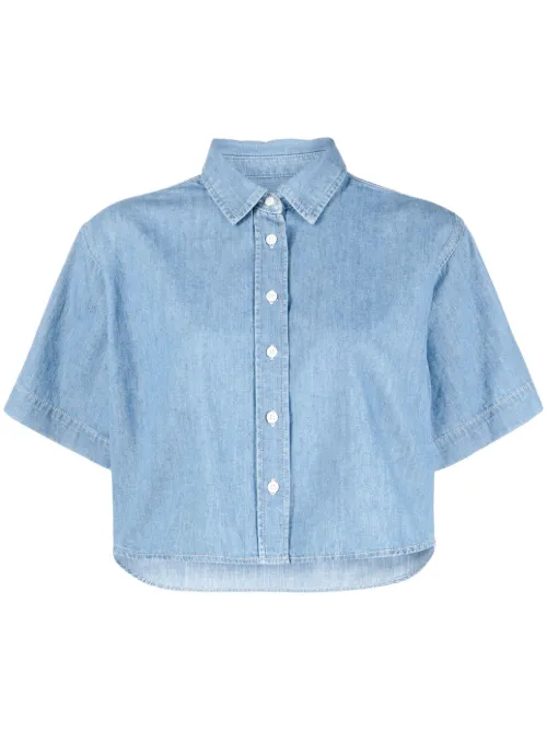 Chemise en lin mélangé à coupe crop - FRAME - Modalova