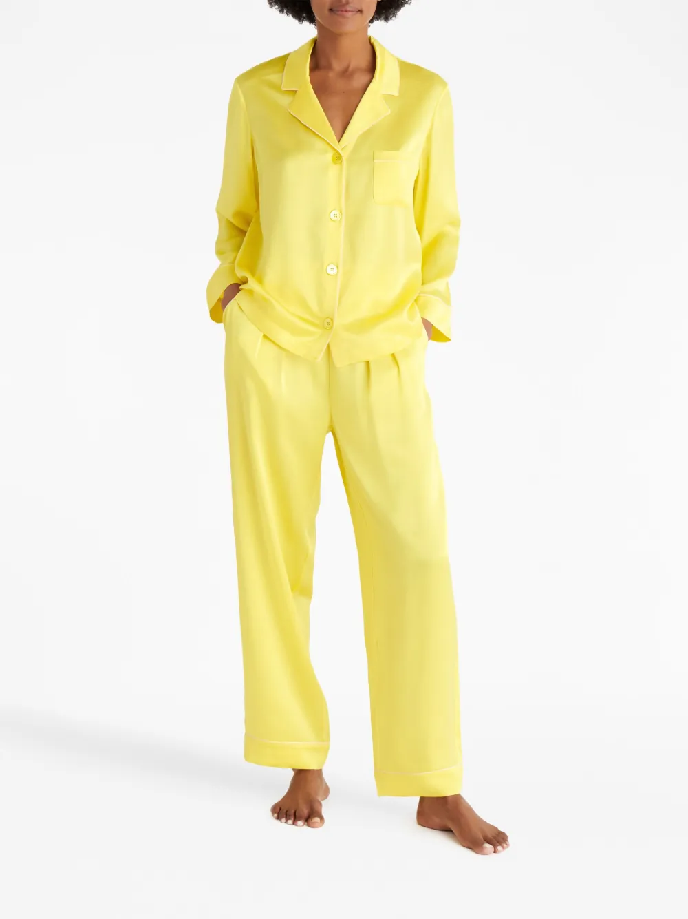 Shop Eres Convive Silk Pyjama Shirt In Yellow