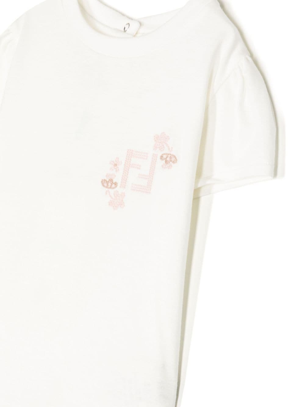 Shop Fendi Ff Logo-embroidered Cotton T-shirt In White