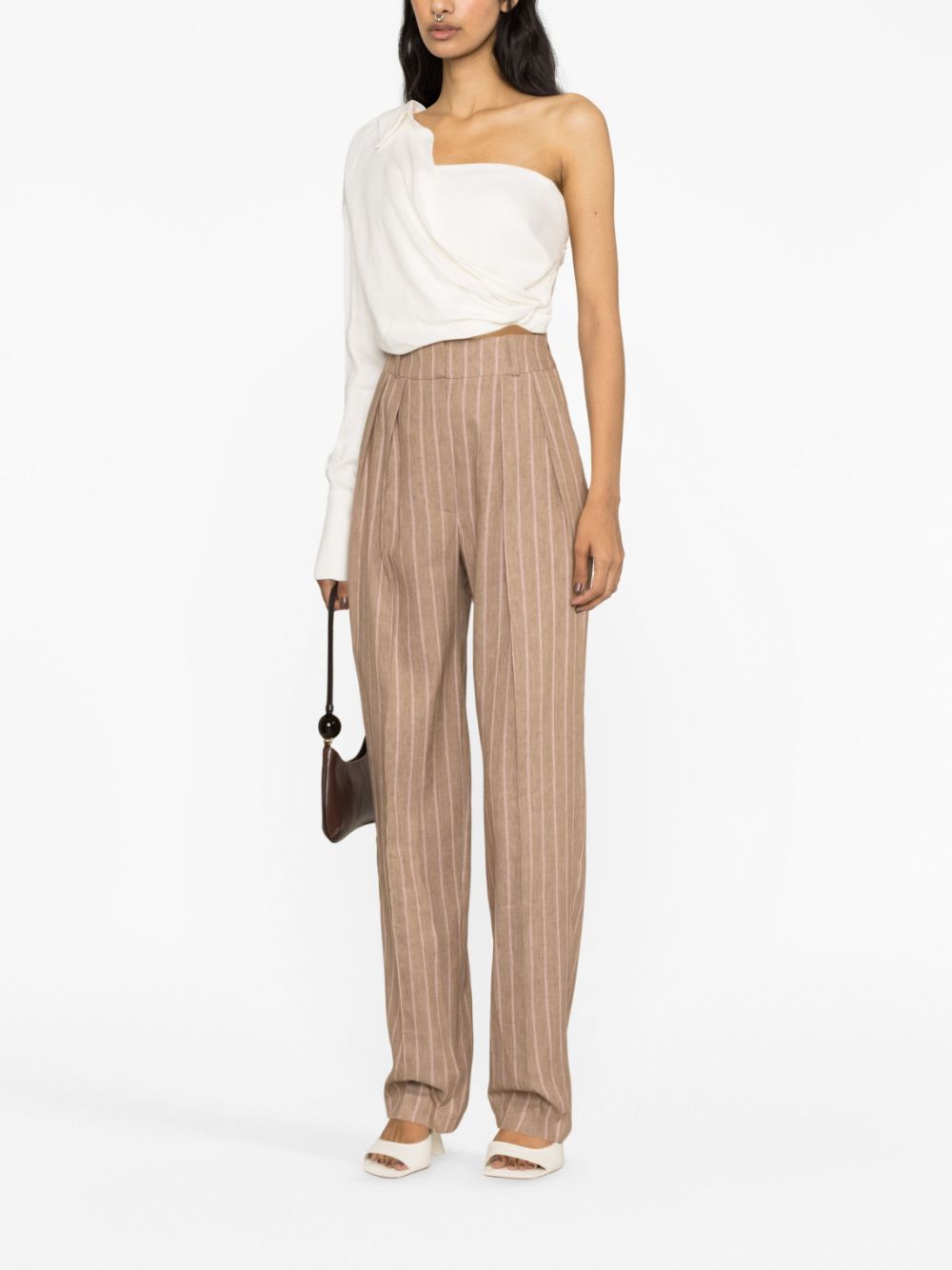 Shop The Mannei High-waisted Tapered Trousers In Neutrals