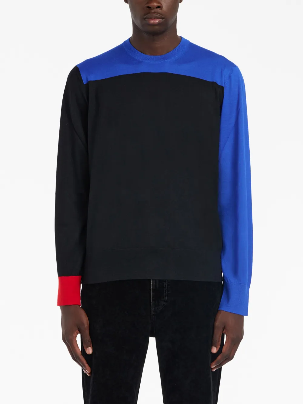 Ferragamo Men's Colorblock Cashmere Sweater In Blue
