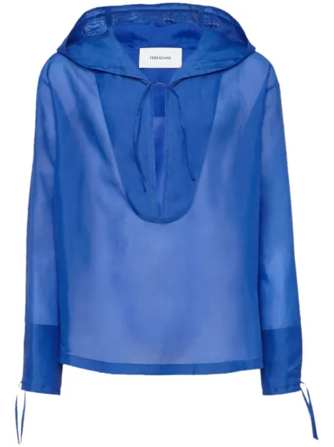 Ferragamo hooded organza blouse