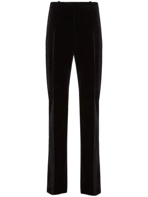 Ferragamo pressed-crease velvet straight-leg trousers