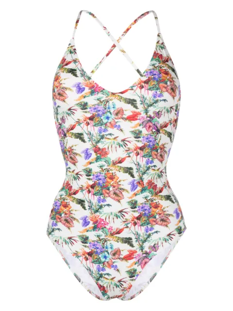 Anjuna maillot de bain fleuri Mara à col rond