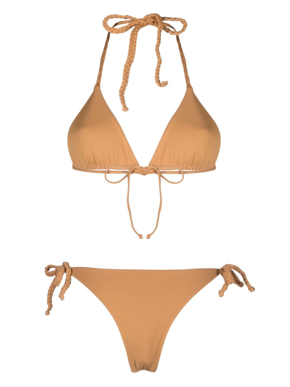 Shop Manebi Braided Triangle Bikini In Brown