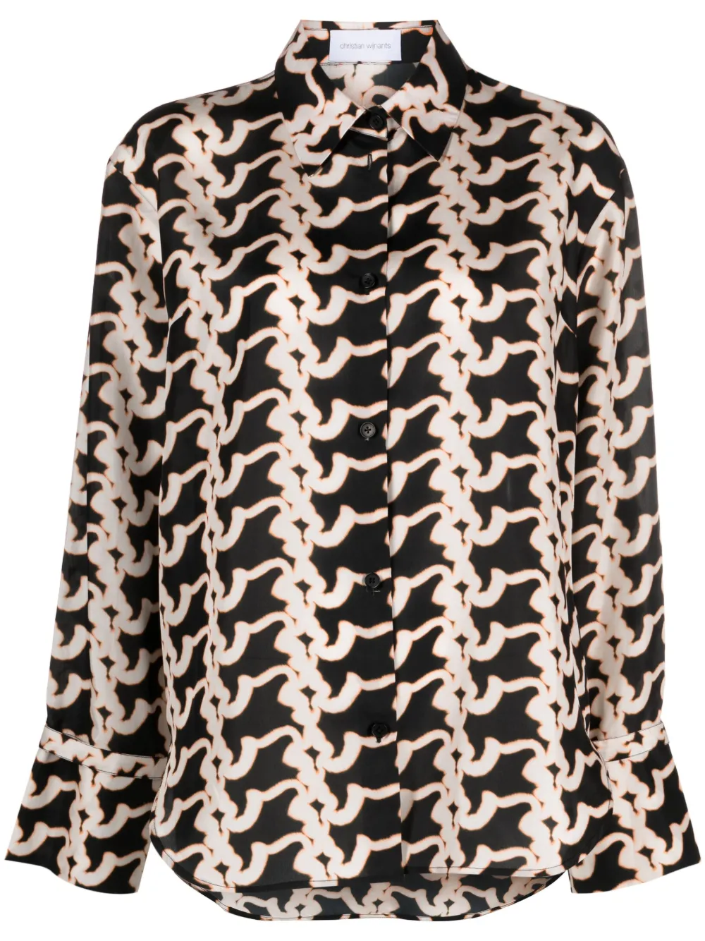 Christian Wijnants graphic-print long-sleeve silk shirt