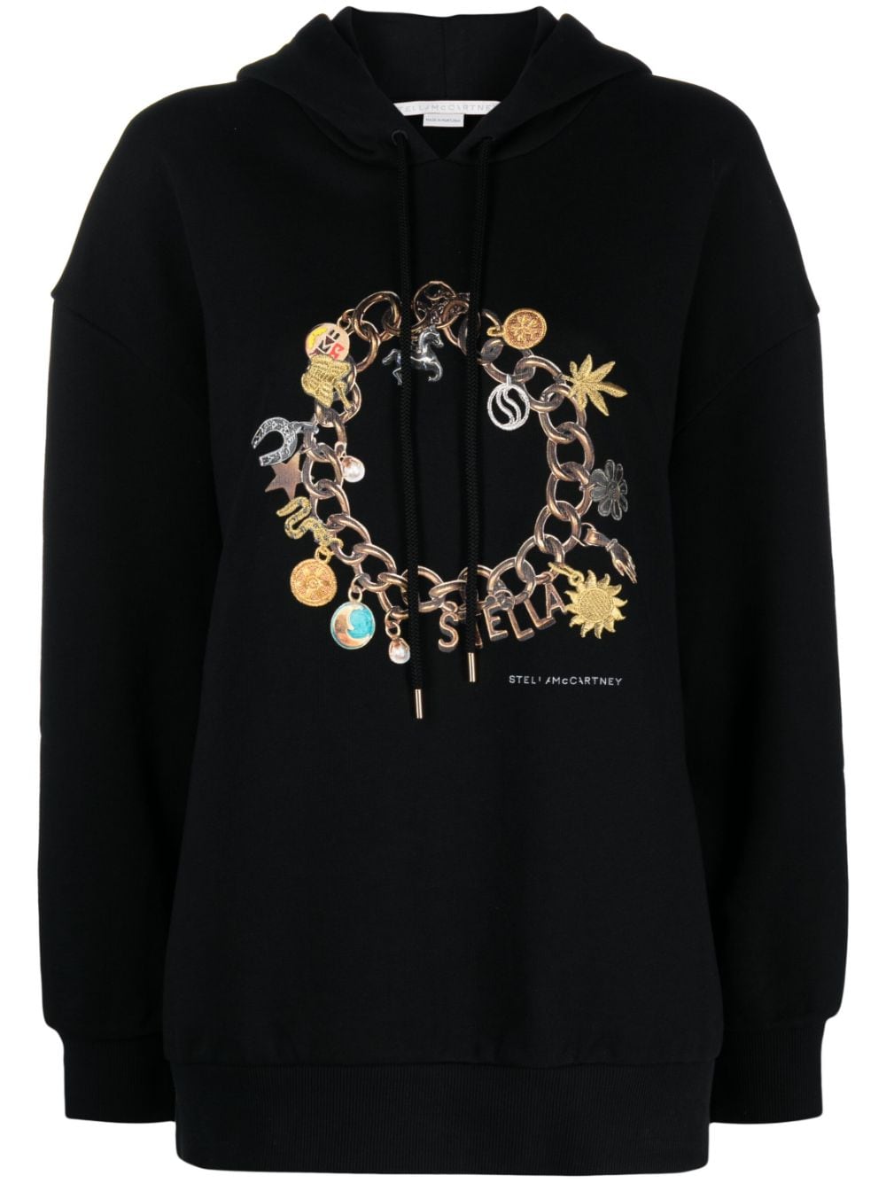 Shop Stella Mccartney Bracelet-print Cotton Hoodie In Schwarz