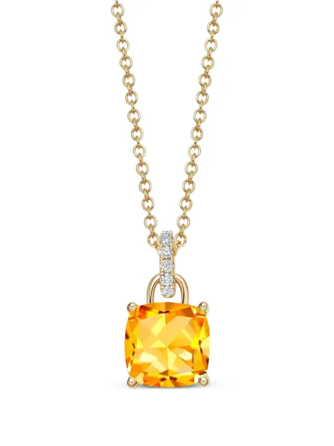 Kiki McDonough 18kt yellow gold Kiki Cushion diamond and citrine pendant necklace