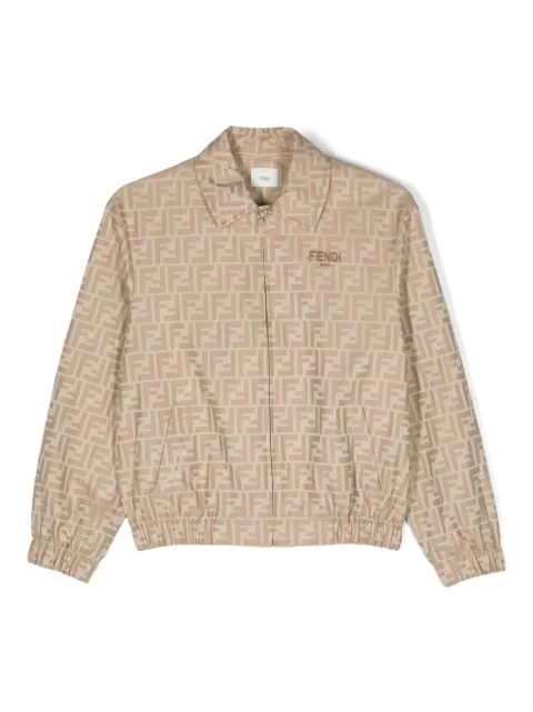 Fendi Kids logo-print cotton shirt jacket
