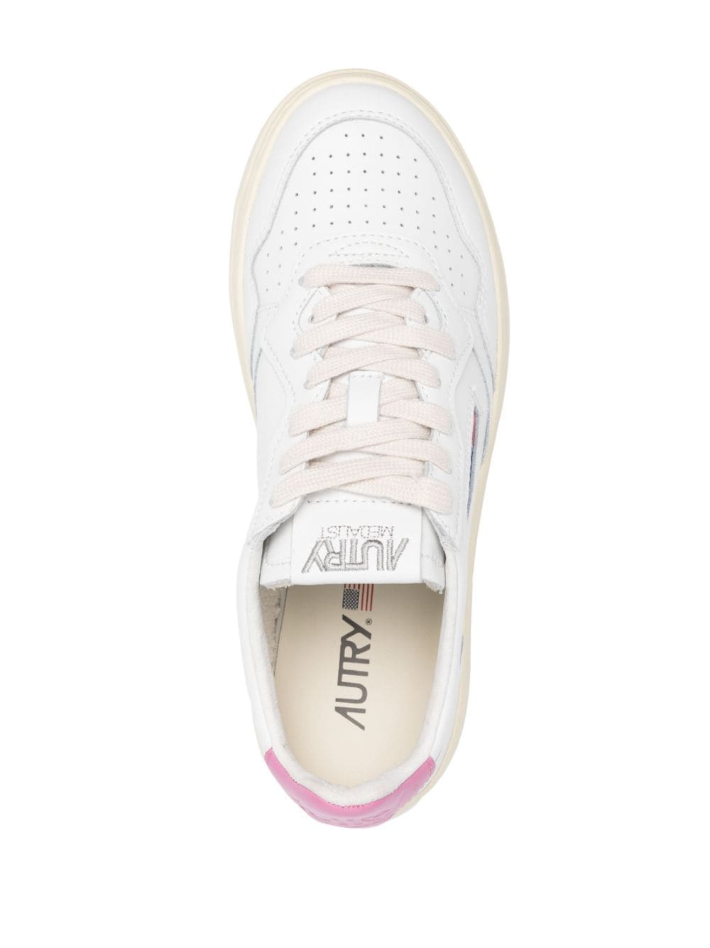 Shop Autry Action Lace-up Leather Sneakers In White